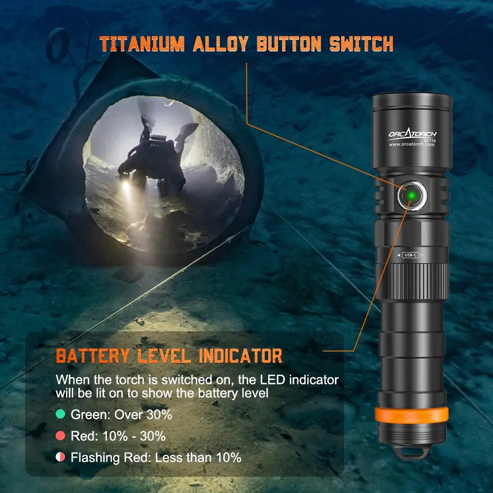 OrcaTorch Recreational Diving DC710 torcia subacquea 3000 lumen