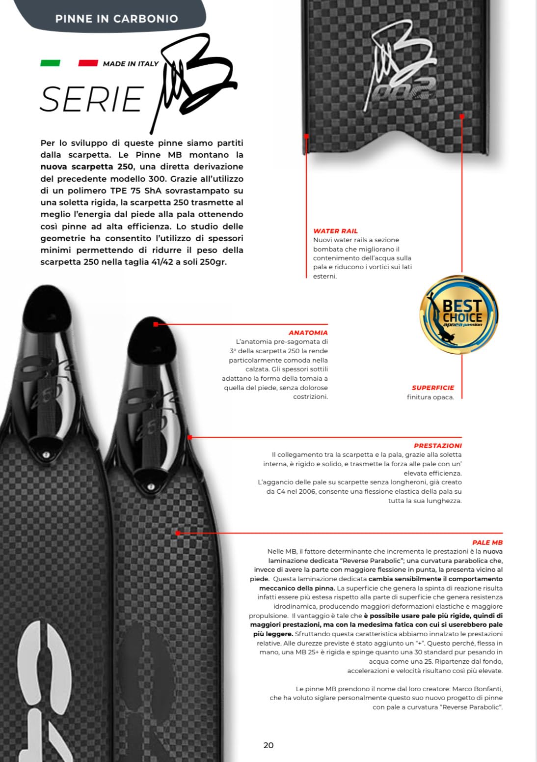 C4 Fins MB002 pinne carbonio pala 25+ Soft 43/44