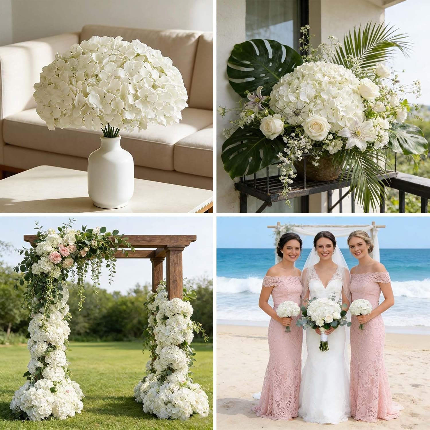NEW-Vi Artificial Flowers ortensie artificiali bianche 100 pezzi