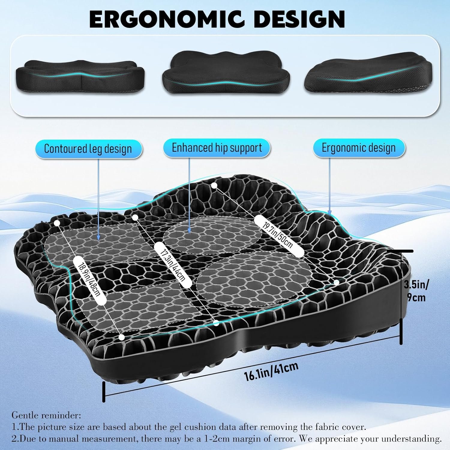 NEW-Vi Stadium Seat Cushion Cooling Gel Seat Cushion cuscino gel rinfrescante antiscivolo
