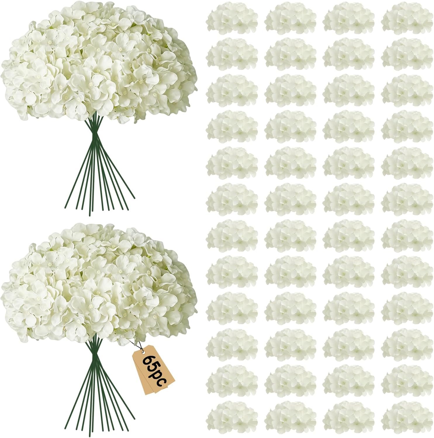 NEW-Vi Artificial Flowers ortensie artificiali bianche 65 pezzi