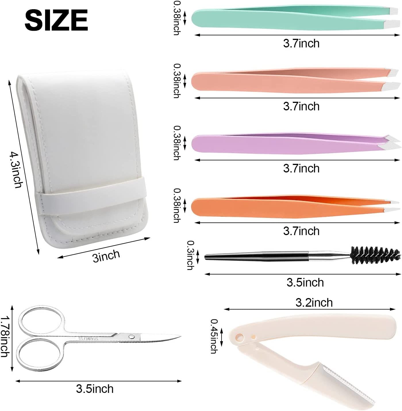 NEW-Vi Eyebrow Tweezer Set Milishow set pinzette sopracciglia 7 pezzi acciaio
