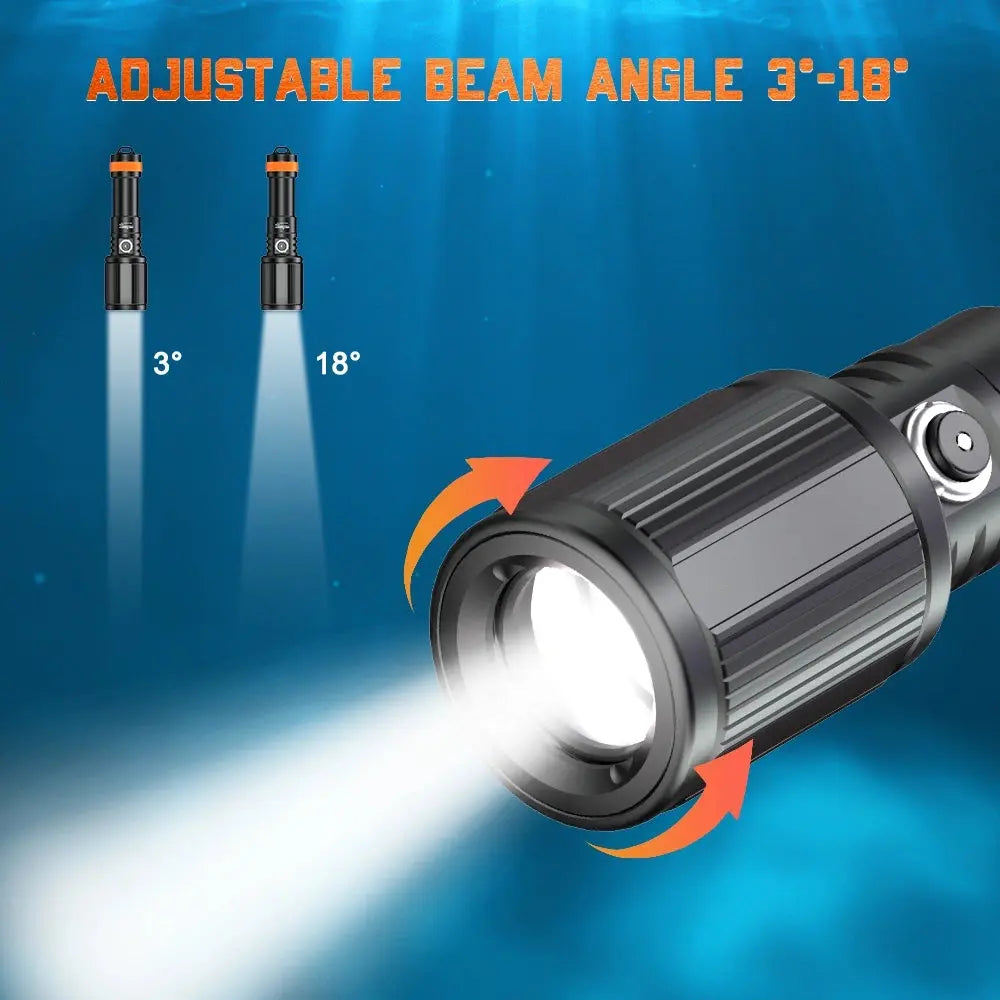 OrcaTorch Technical Diving D720 Long Beam 1300 m torcia subacquea regolabile