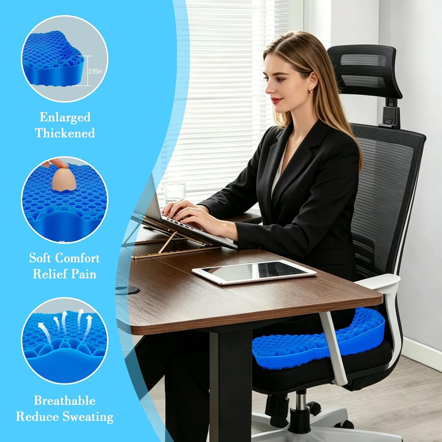 NEW-Vi Stadium Seat Cushion cuscino in gel grande traspirante