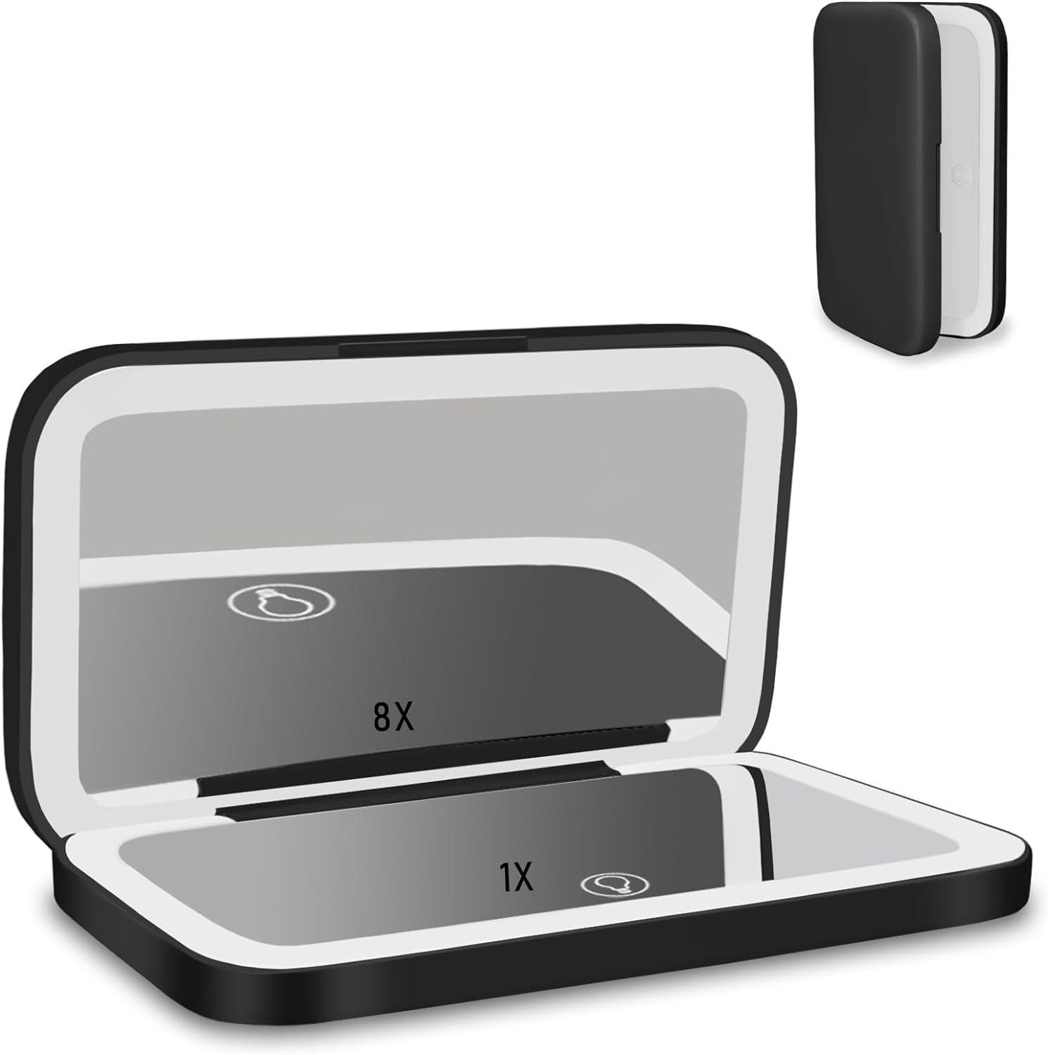 NEW-Vi Beauty Mirror specchio trucco da viaggio nero 1x/8x LED